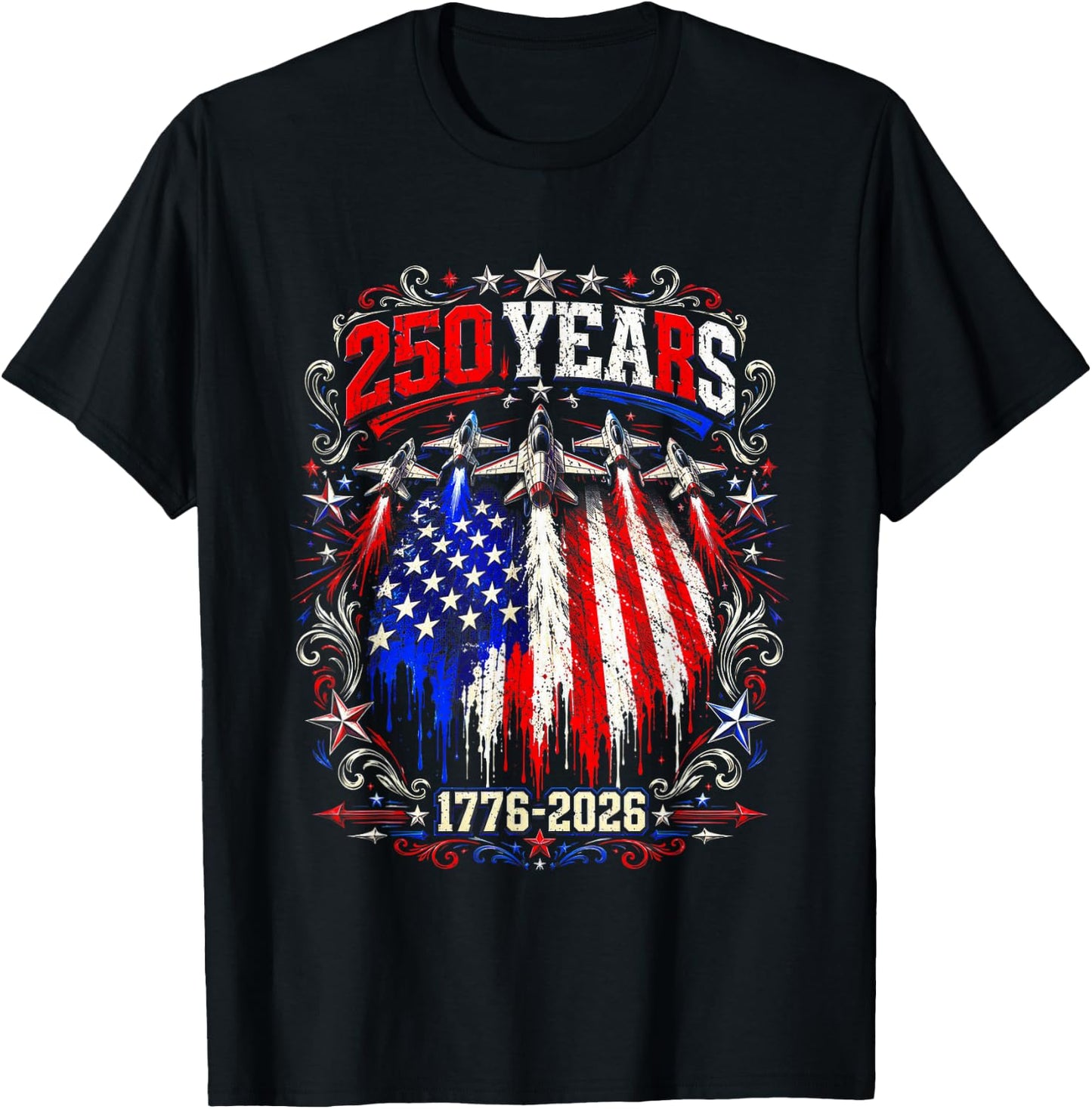 250 Anniversary USA Flag T-Shirt - T-Shirt | Black