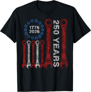 250 Years America Anniversary 250th Mechanic Cars 1776 2026 T-Shirt - T-Shirt | Black
