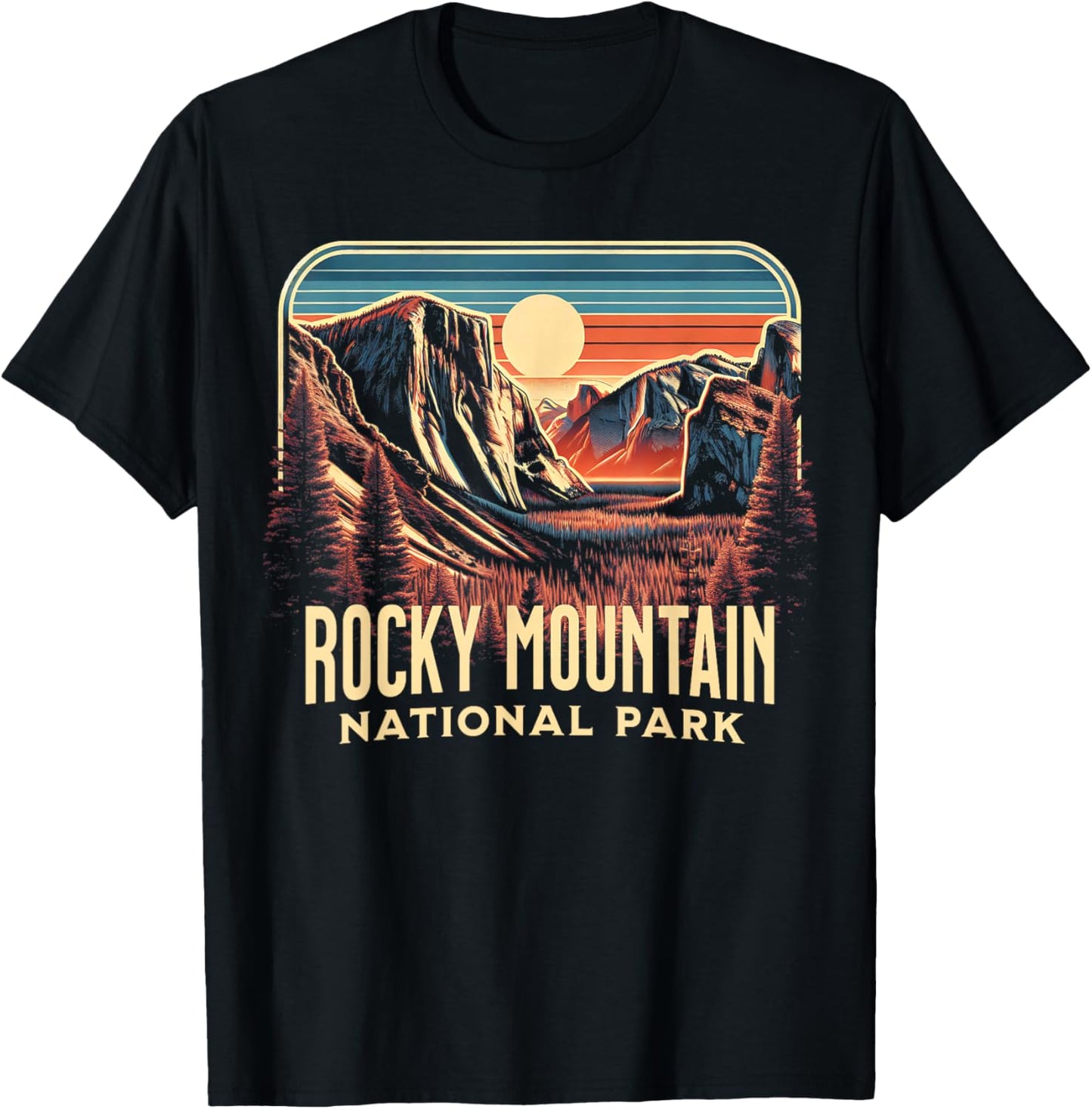 Rocky Mountain National Park , Small, Blue T-Shirt - T-Shirt | Black