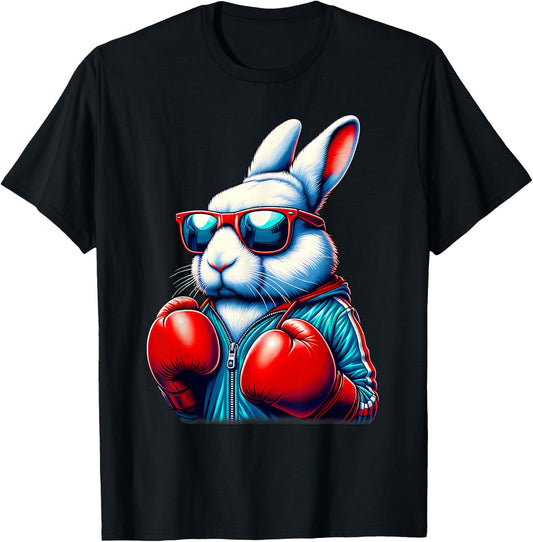 Happy Easter Bunny Boxing Rabbit Men Women Kid T-Shirt - T-Shirt | Black