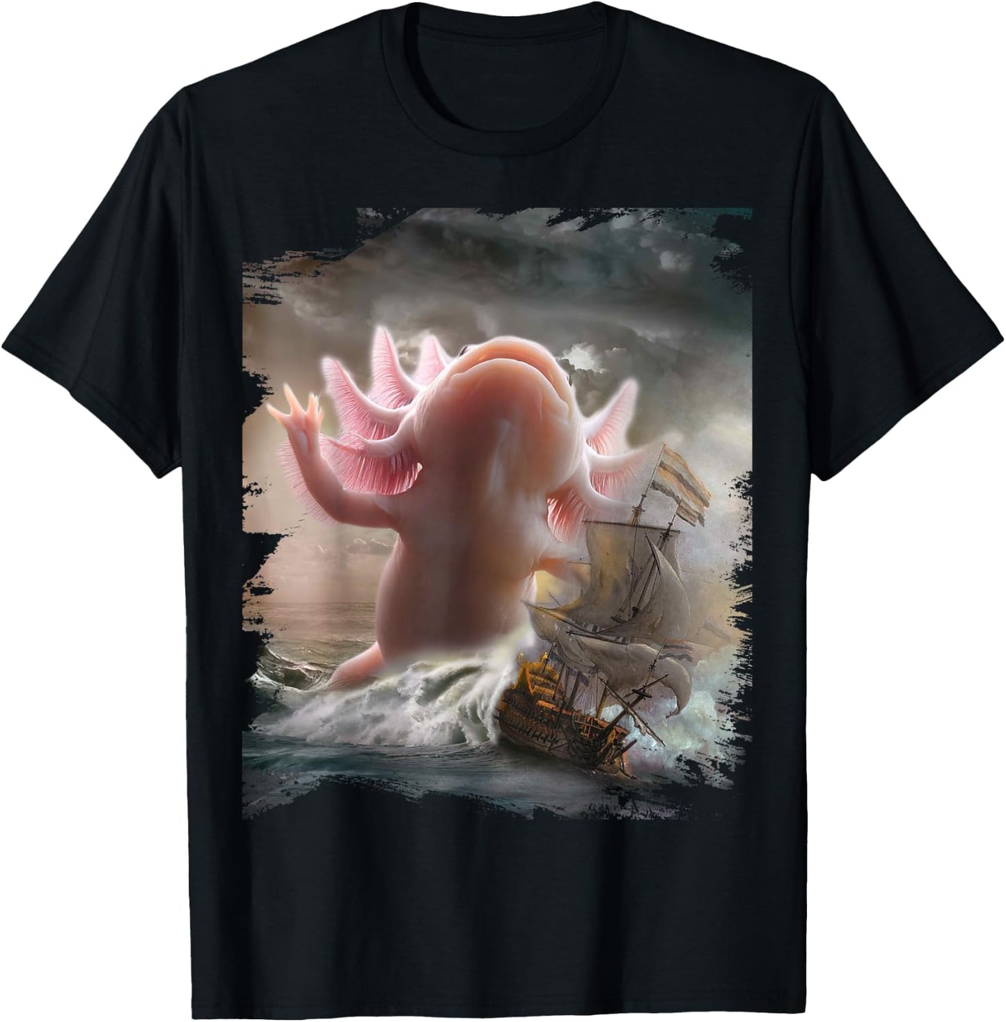 Giant Axolotl Sea Monster Kraxolotl T-Shirt - T-Shirt | Black