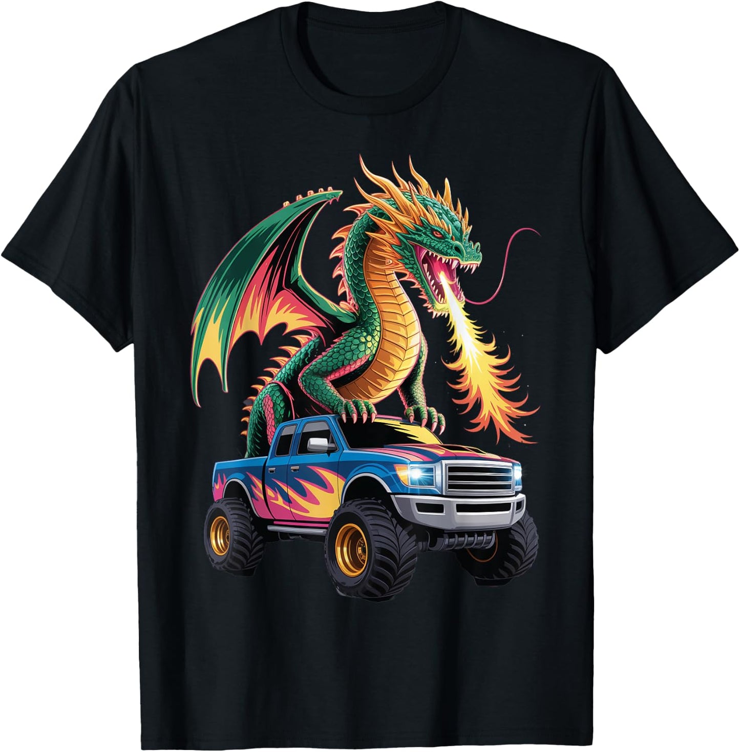 Dragon Monster Truck Art T-Shirt - T-Shirt | Black