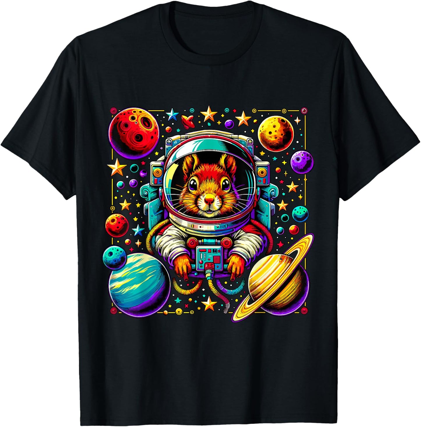 Astronaut Squirrel Space T-Shirt - T-Shirt | Black
