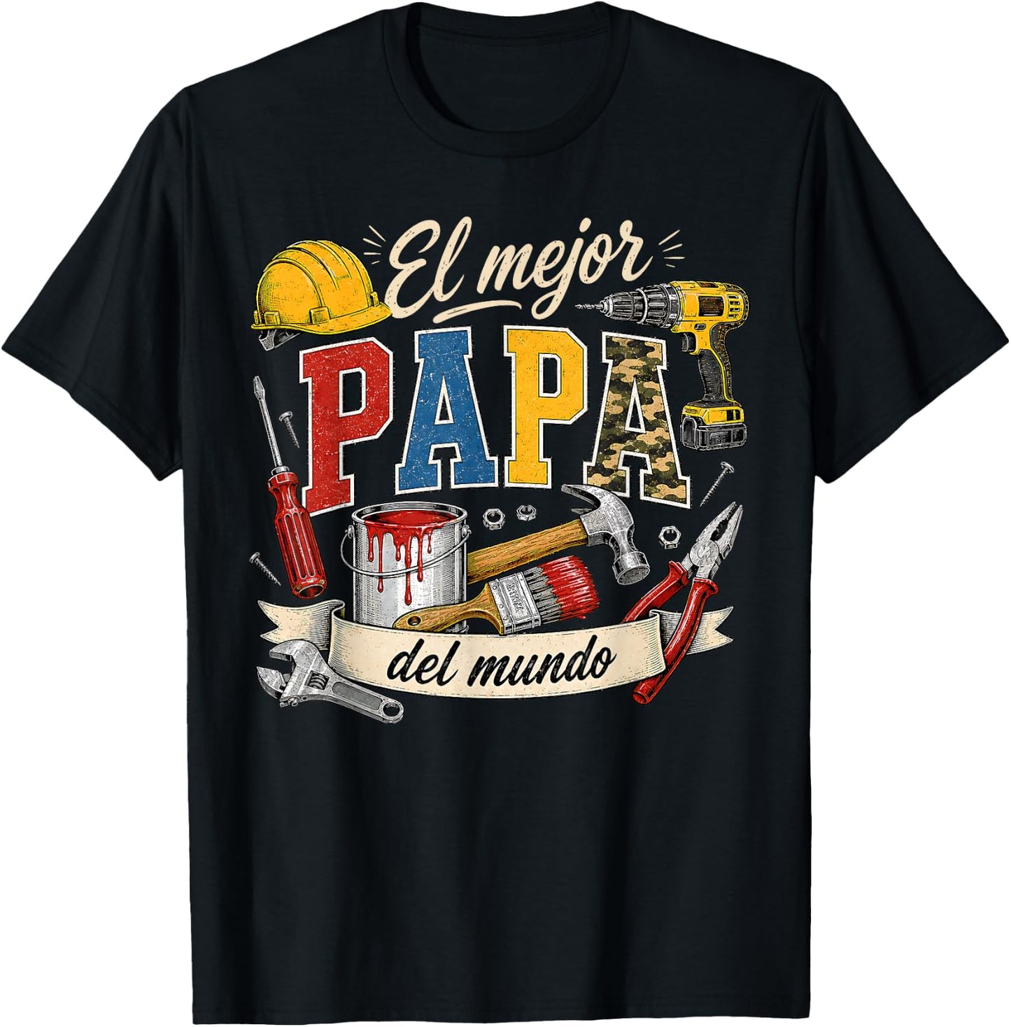 Spanish Dad Father's Day La Mejor Papa Del Mundo Handyman T-Shirt - T-Shirt | Black