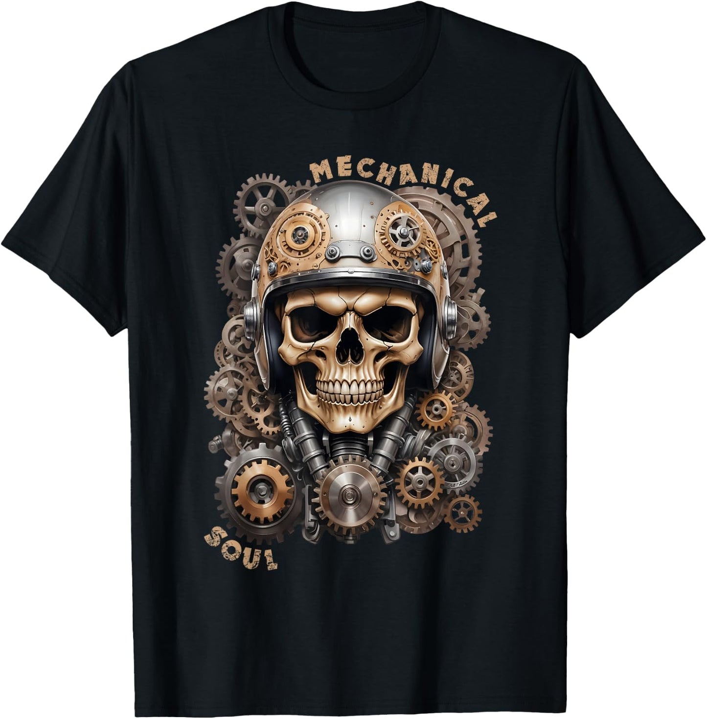 Biker Skull Biker Skull Vintage Motorcycle Custom Retro , Black, S T-Shirt - T-Shirt | Black