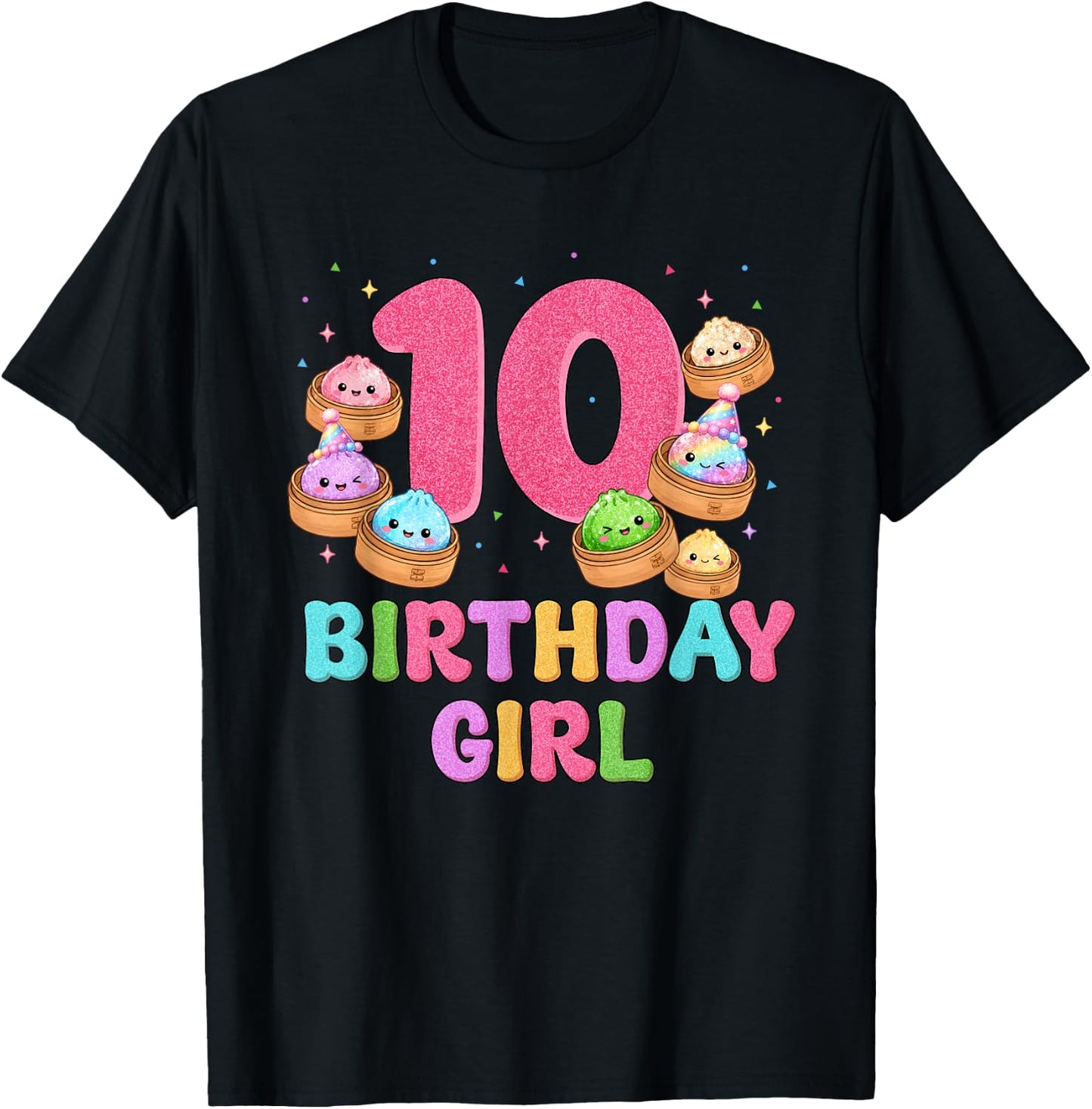 10th Birthday Girl Squishy Dumpling Funny Birthday Party T-Shirt - T-Shirt | Black