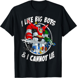 Voltron Retro Defender I Like Big Bots Distressed T-Shirt - T-Shirt | Black