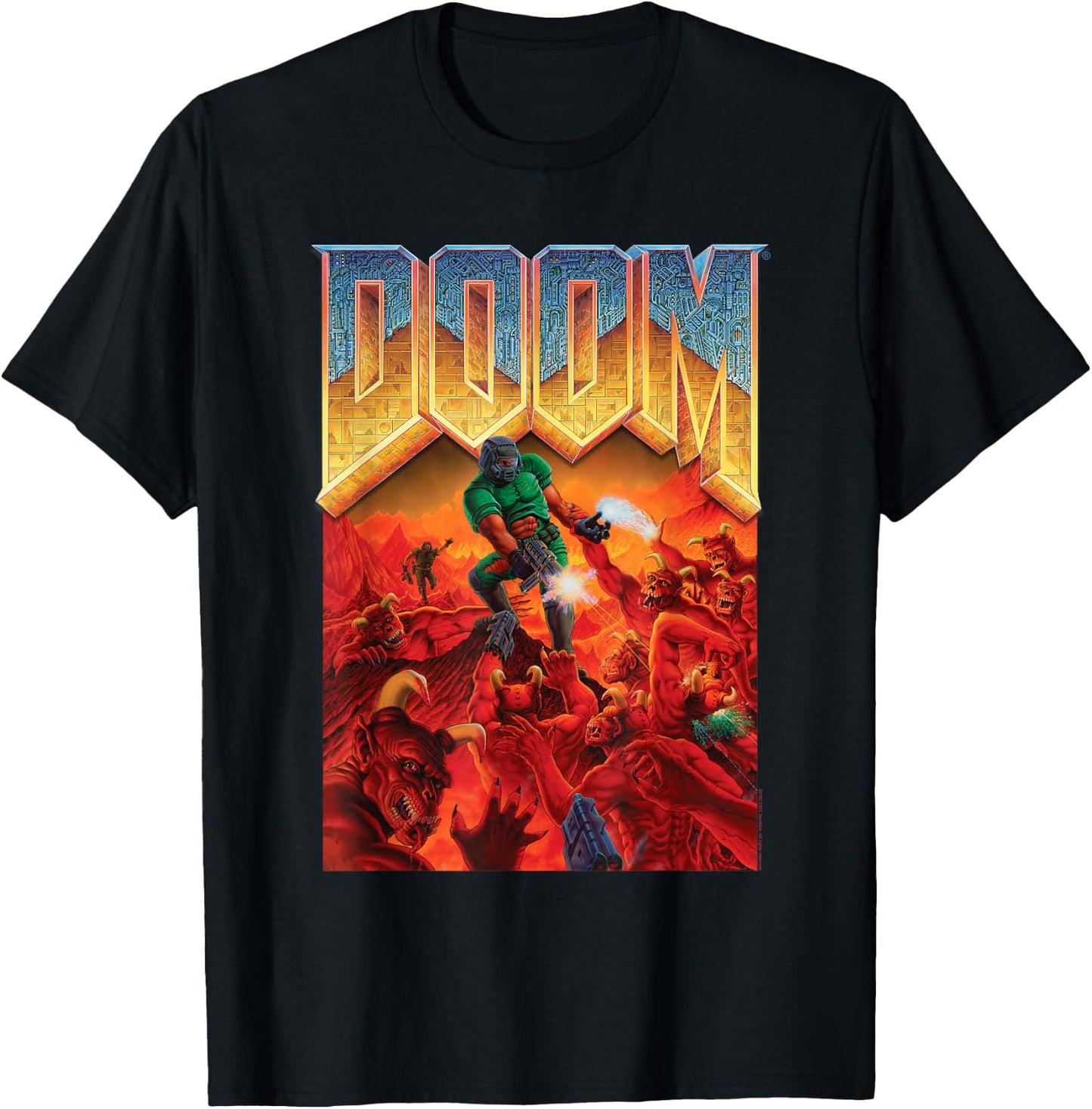Ripple Junction x DOOM 1993 Video Game Cover Art , black T-Shirt - T-Shirt | Black