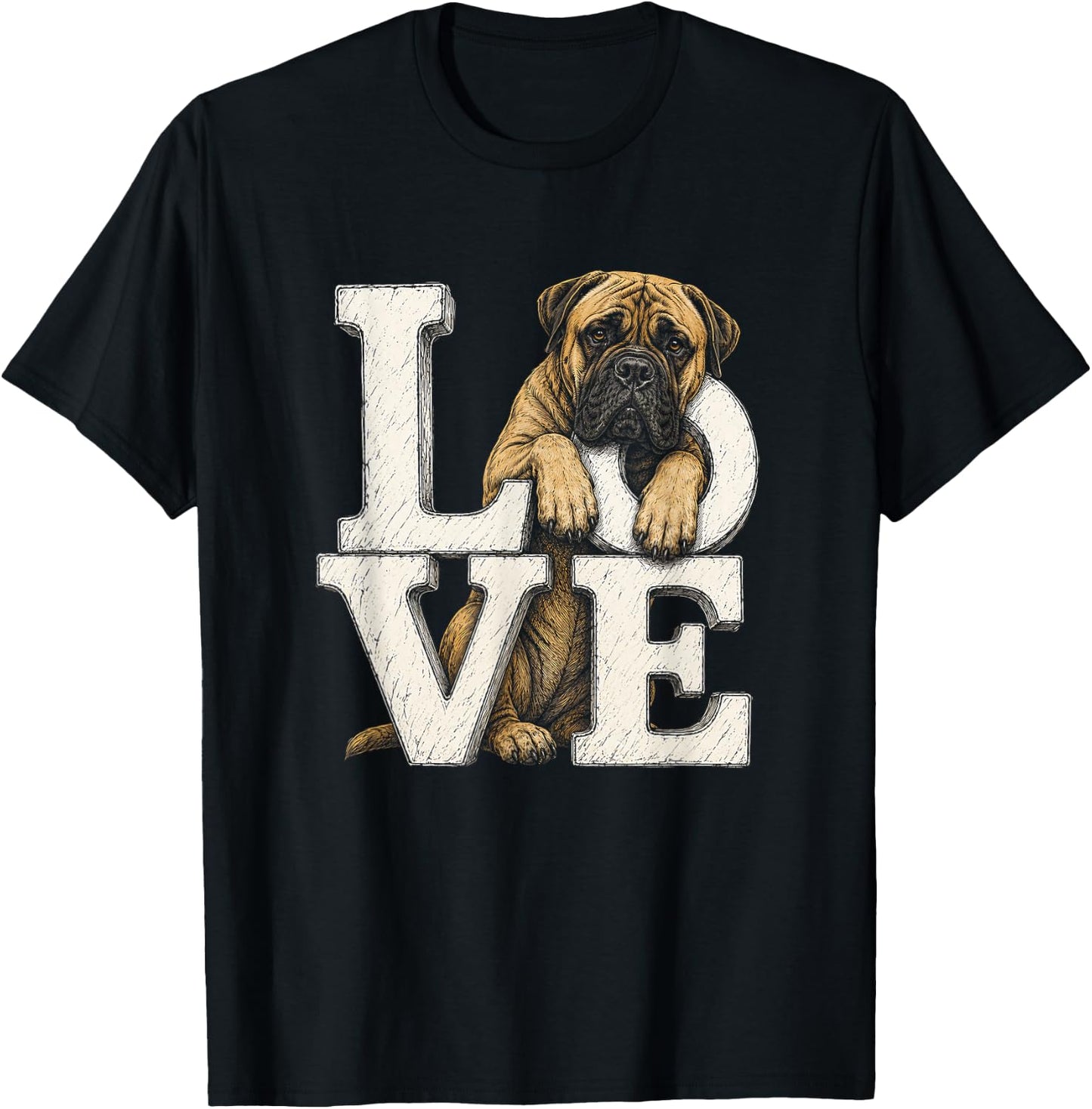 Bullmastiff Love Artwork Design T-Shirt - T-Shirt | Black