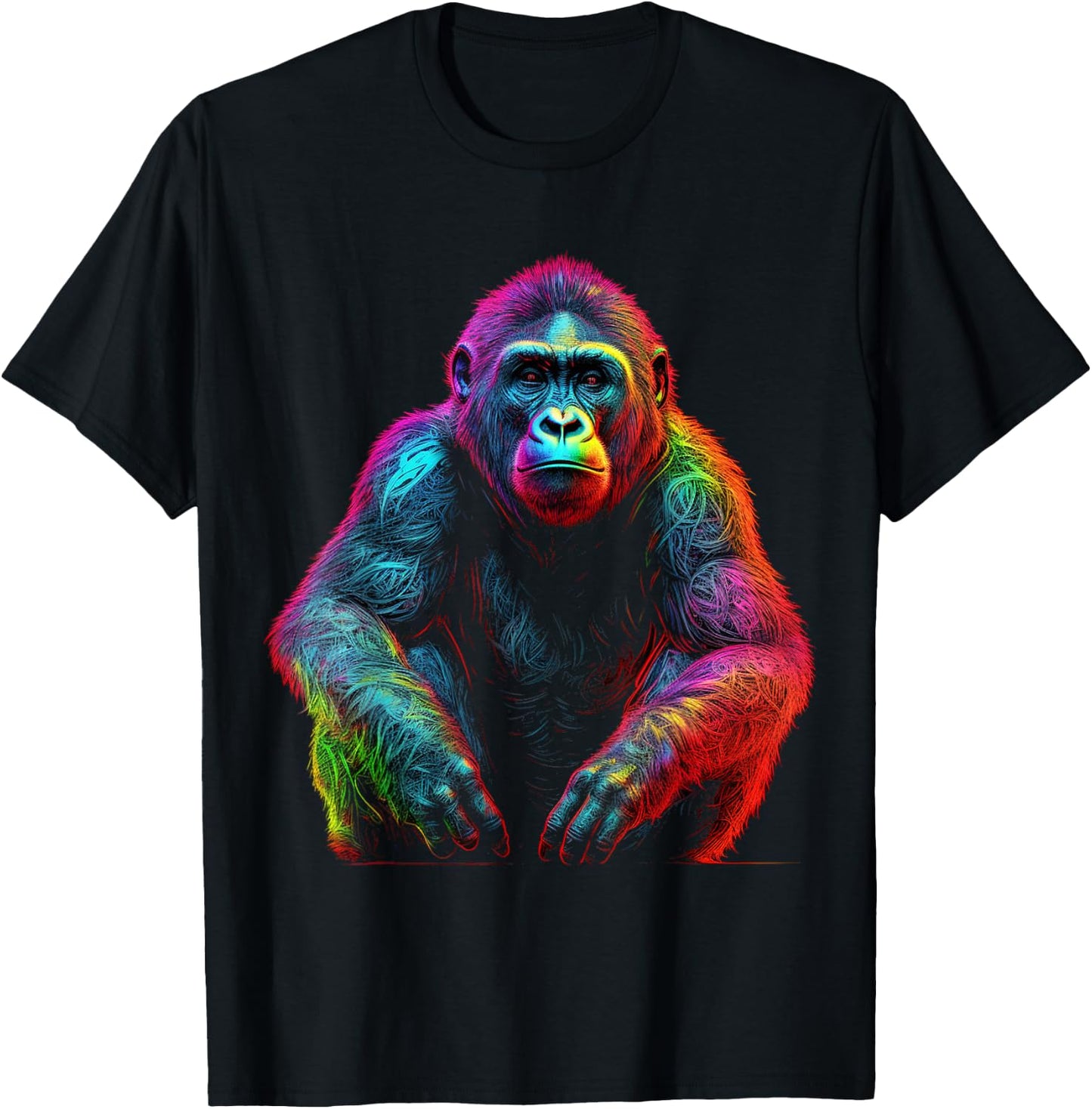 Monkey Colourful Art Animal Creative Animal Motif Monkey T-Shirt - T-Shirt | Black