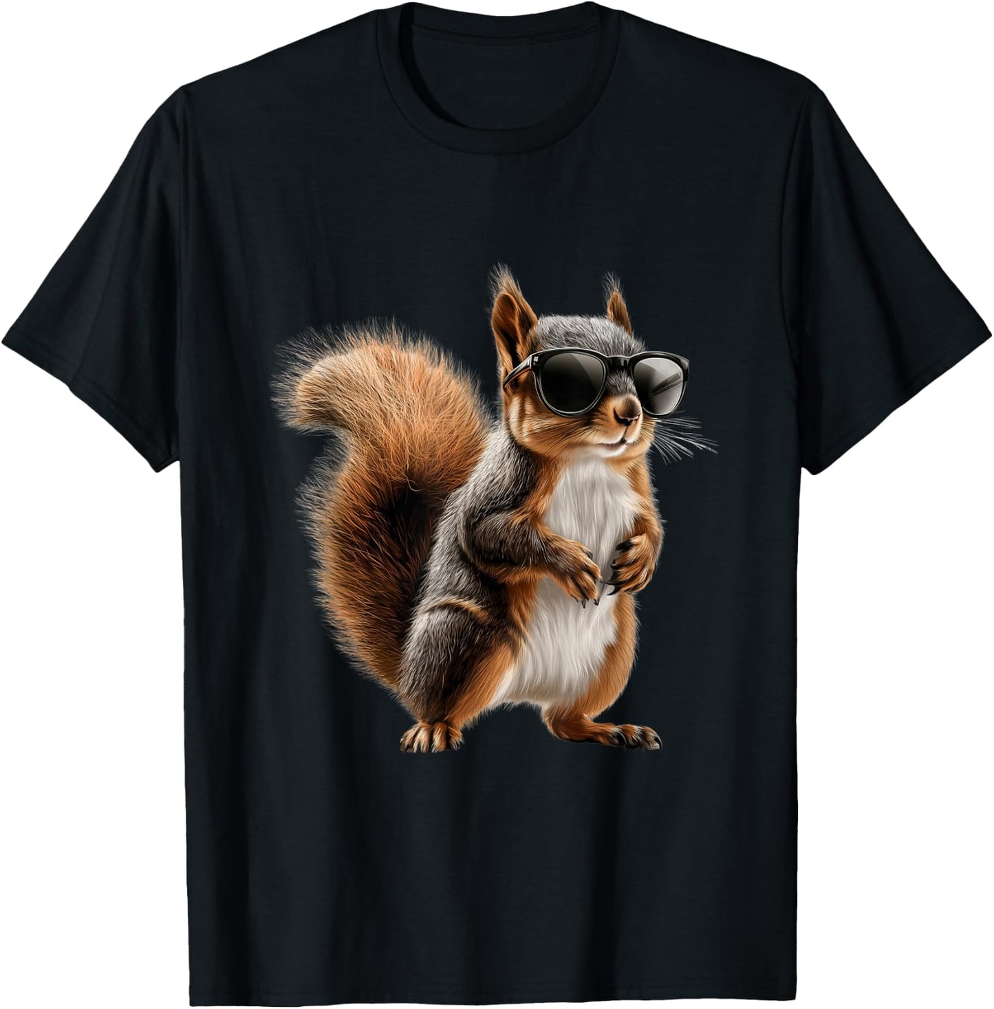Se Eichhrnchen Motive fr Tierliebhaber - Adult Black Small Classic Cartoon Squirrel Motif with Sunglasses T-Shirt - T-Shirt | Black