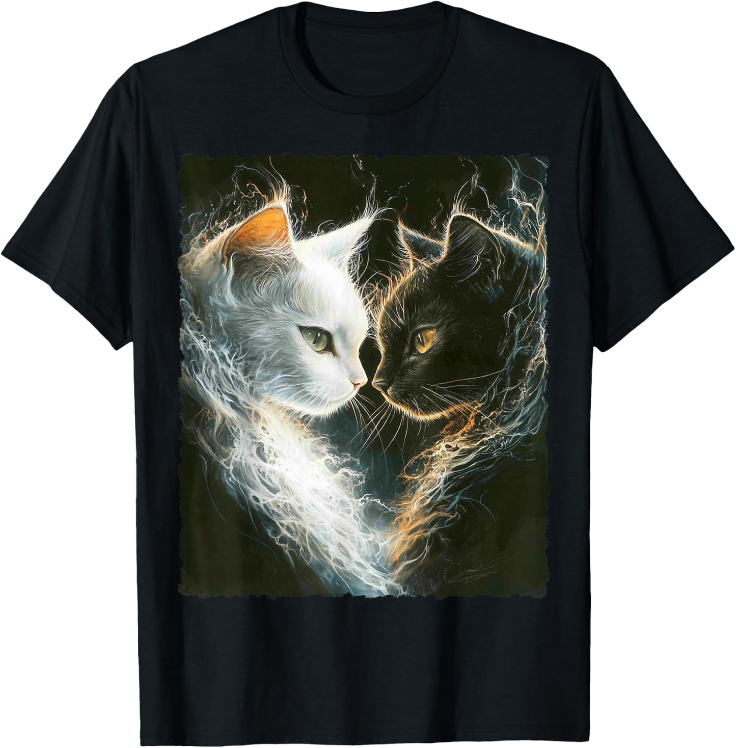 Süße magische Katze Kätzchen Kitten Fantasy Kunst T-Shirt - T-Shirt | Black
