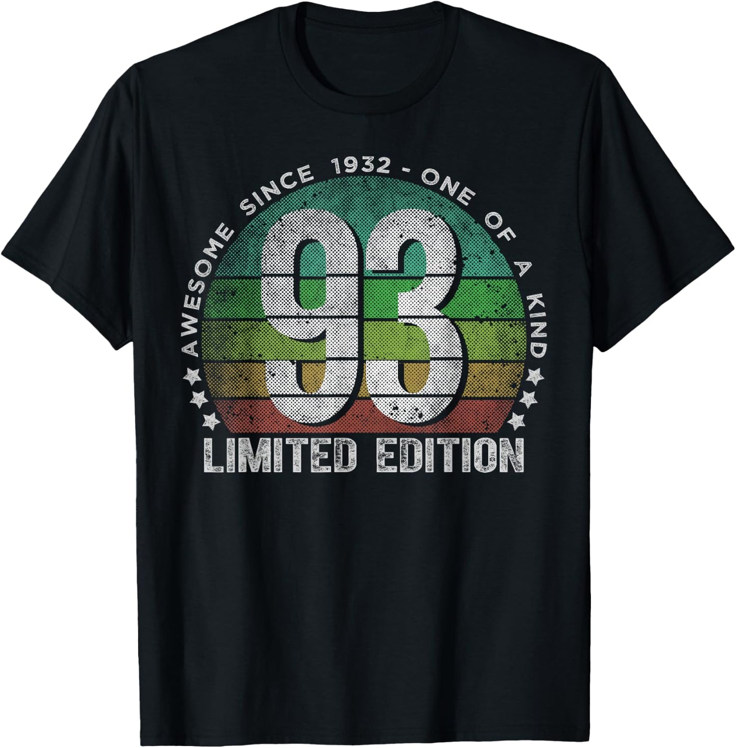 93 Year Old Gifts Vintage 1932 Limited Edition 93rd Birthday T-Shirt - T-Shirt | Black