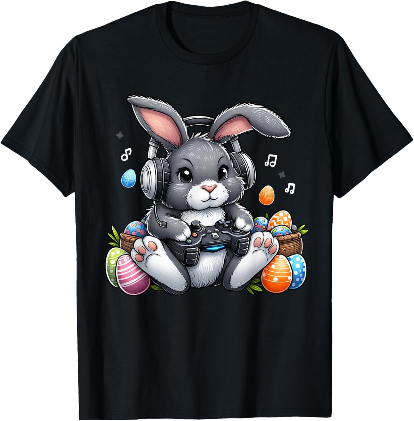 Video Games Easter Day Bunny Rabbit Gaming Men Women Kids T-Shirt - T-Shirt | Black