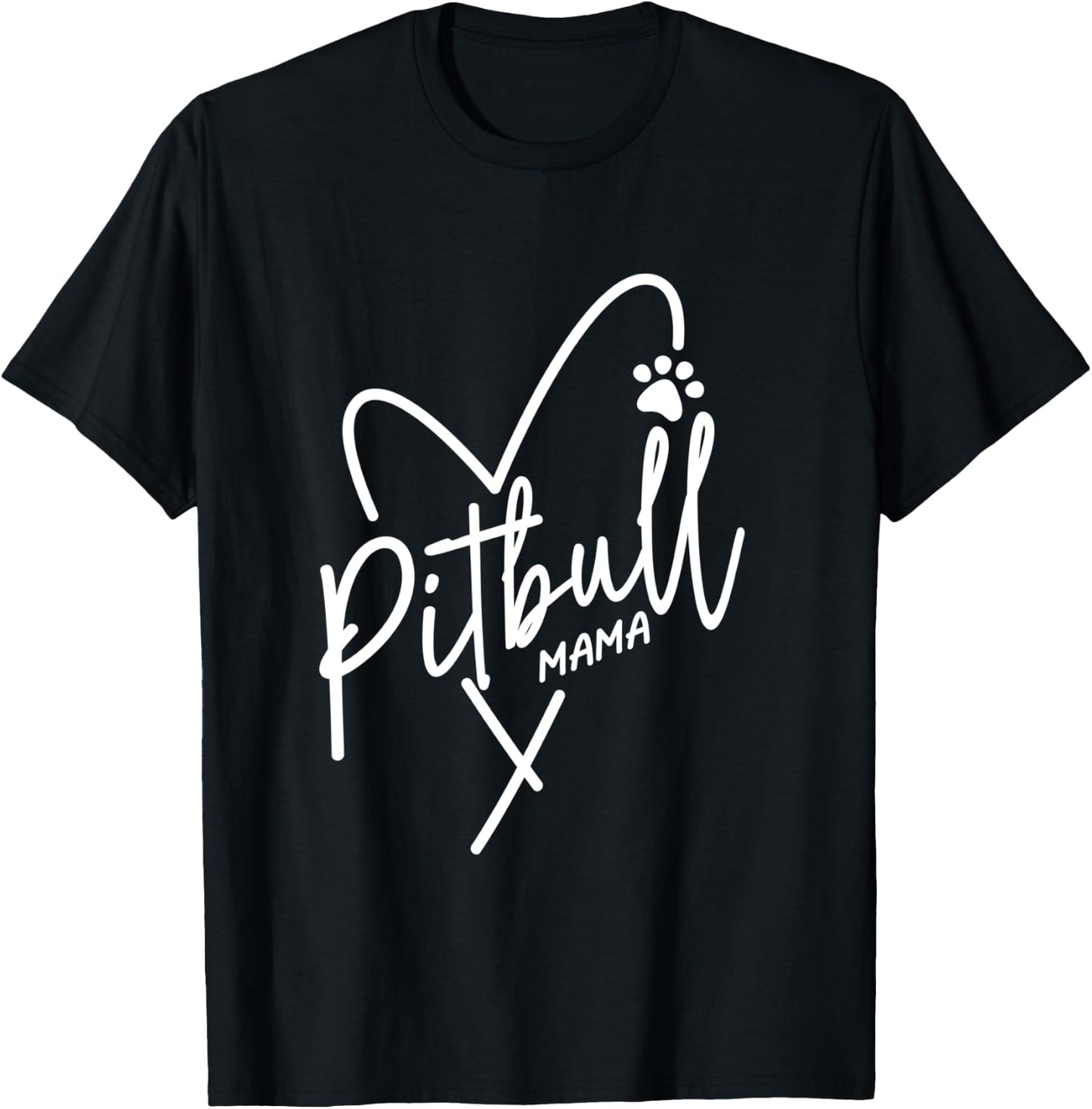 Pitbull Mom Heart Pit Bull Mama Dog Lover Pittie T-Shirt - T-Shirt | Black