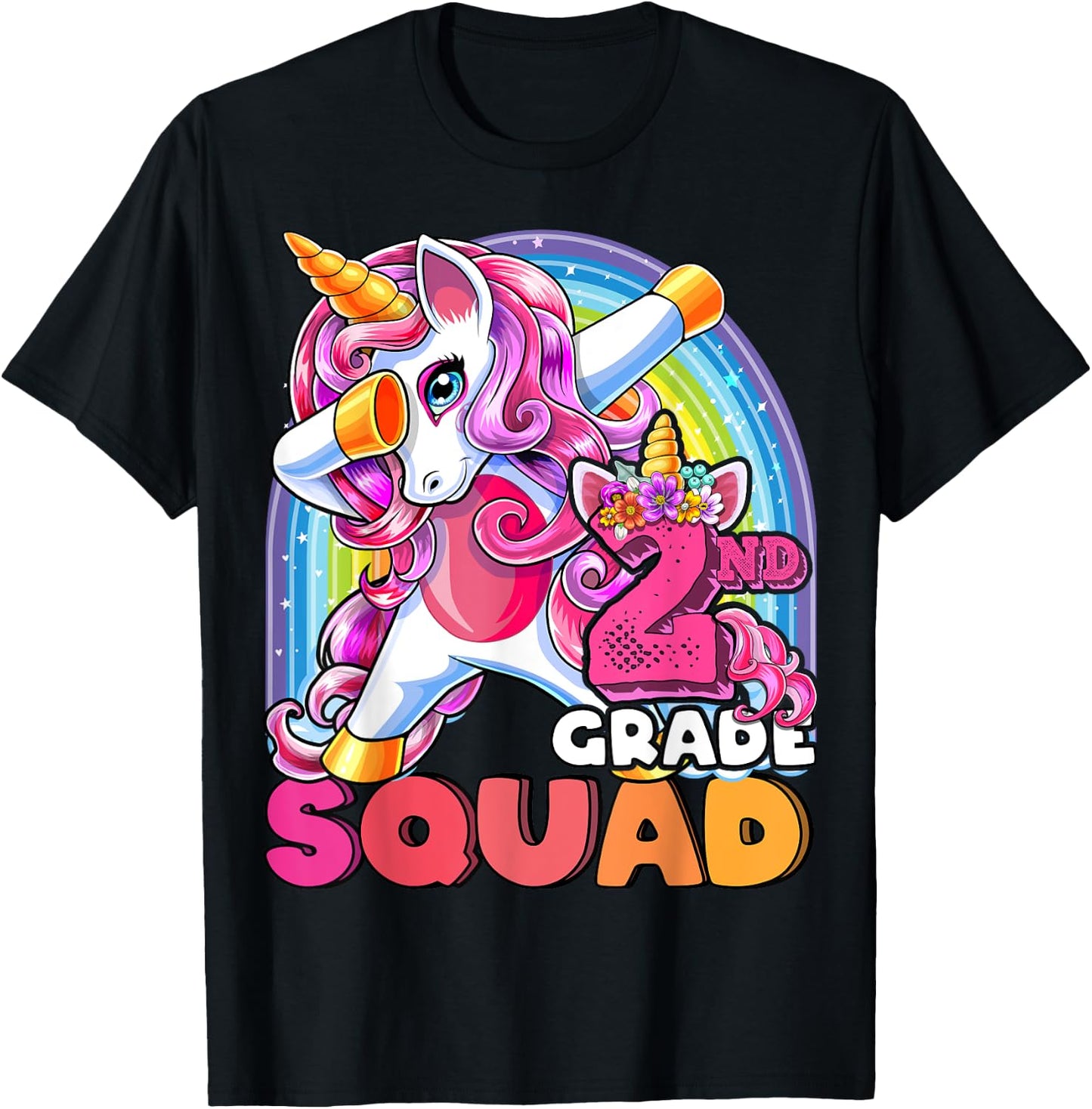 2nd Grade Squad Dabbing Unicorn Back to School Girls Gift T-Shirt - T-Shirt | Black