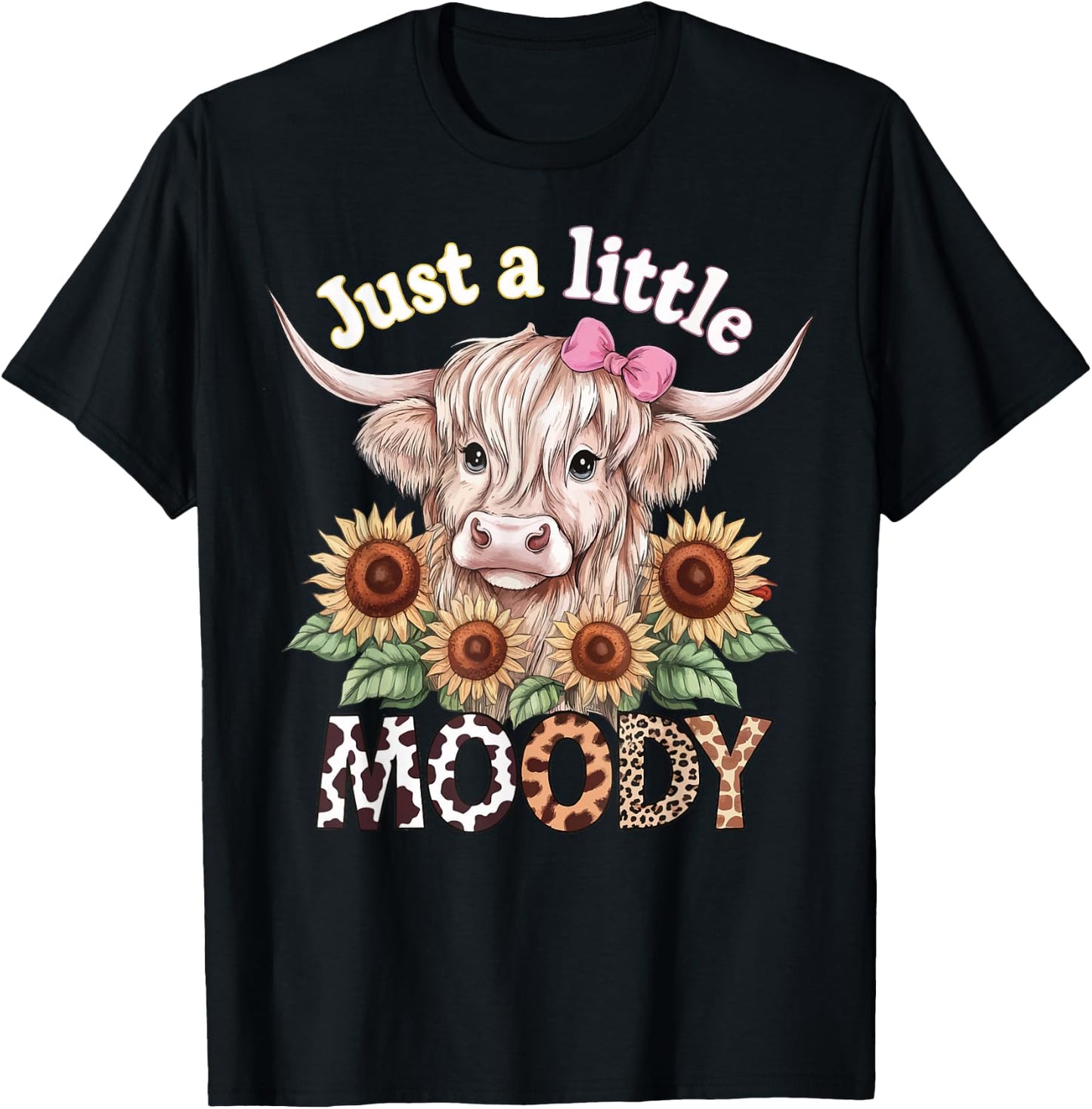 Cow Just A Little Moody T-Shirt - T-Shirt | Black