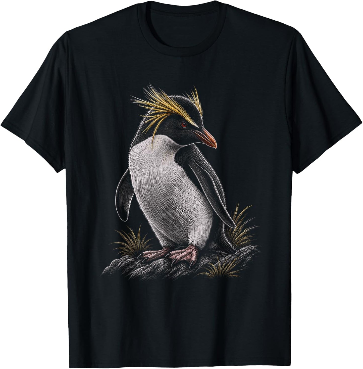 Macaroni Penguin Graphic Artwork Design T-Shirt - T-Shirt | Black