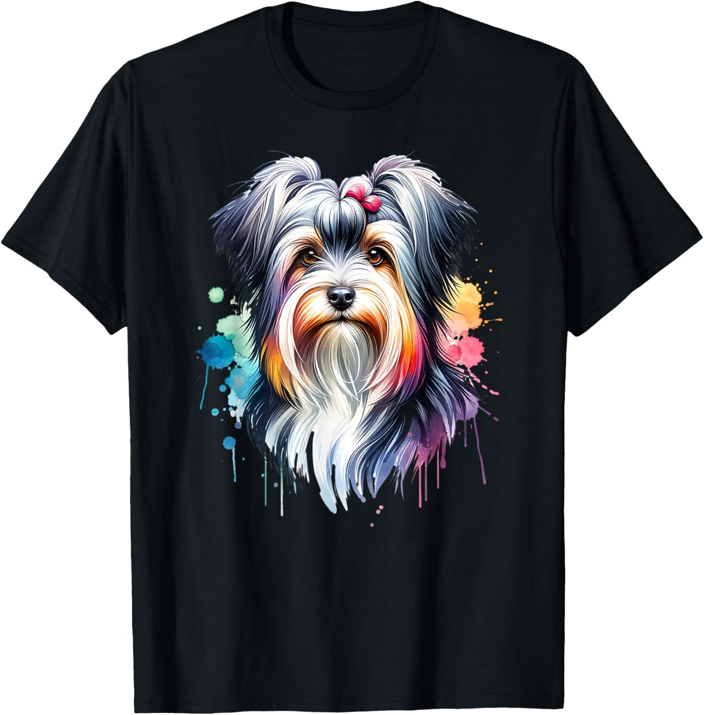 Biewer Terrier Dog Artwork T-Shirt - T-Shirt | Black