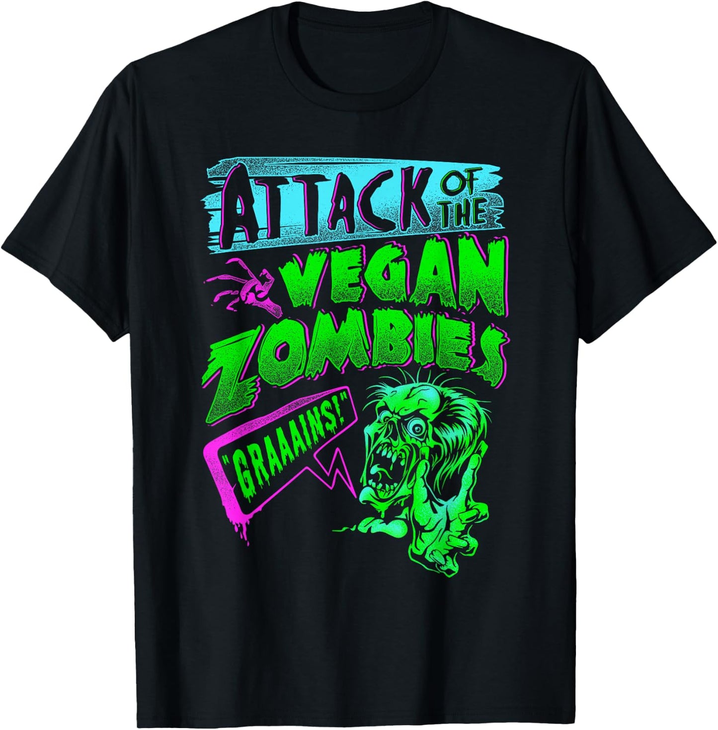 Attack of the Vegan Zombies Vegetarian Halloween T-Shirt - T-Shirt | Black
