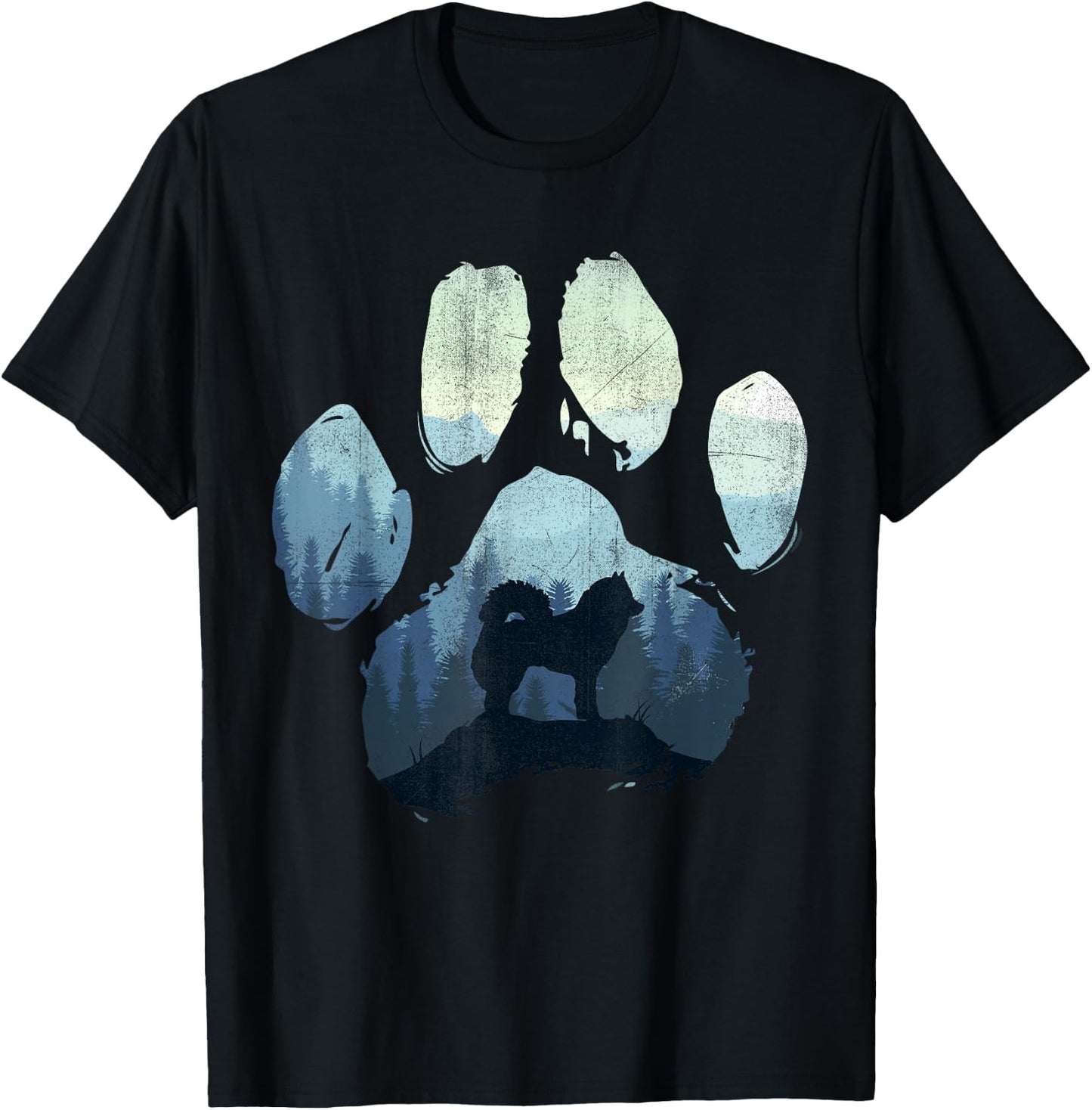 Eurasier Dog Paw Mom Dad Mountains , black T-Shirt - T-Shirt | Black