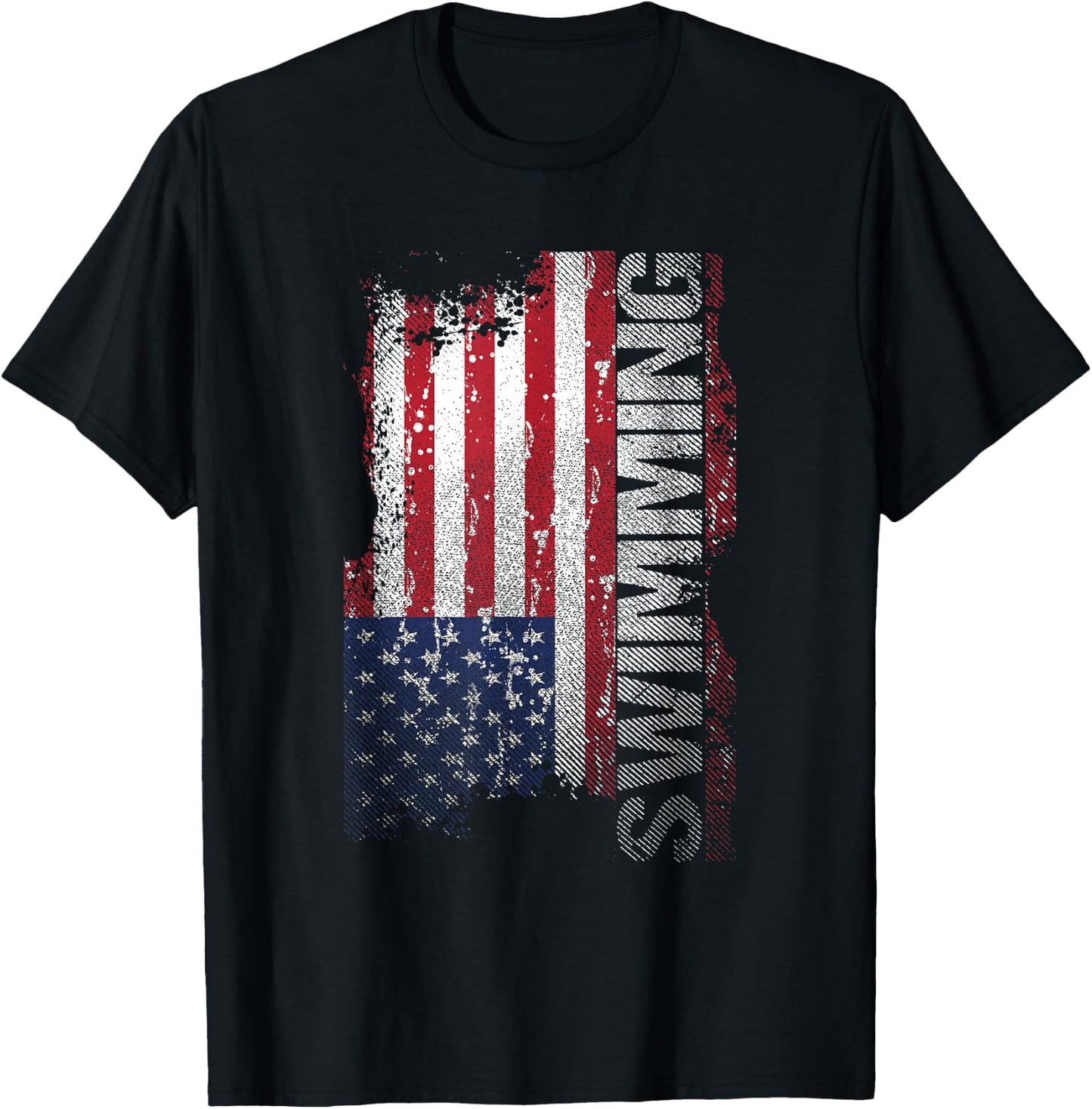 USA Flag Swimming T-Shirt - T-Shirt | Black
