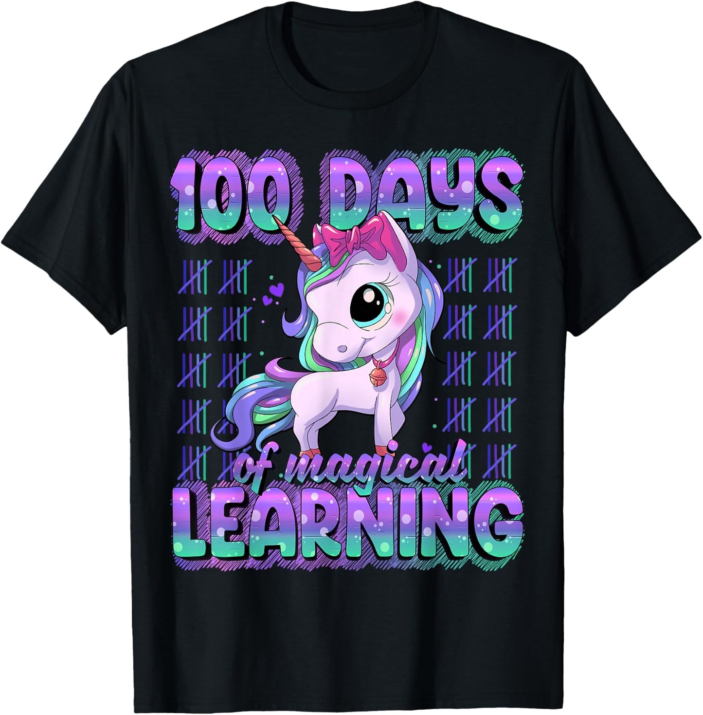 100 Days Of School Shirt Unicorn 100 Days Smarter 100th Day T-Shirt - T-Shirt | Black