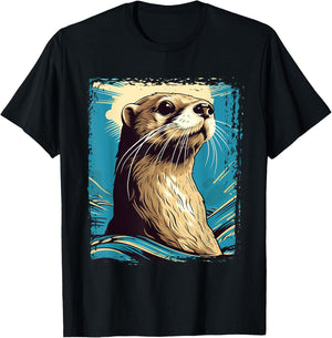 River Otter t shirt for boys & girls Cute Otter Animal Funny T-Shirt - T-Shirt | Black