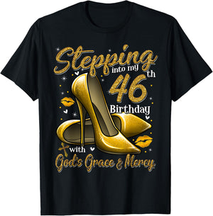 High Heels Stepping Into My 46th Birthday 46 and Fabulous T-Shirt - T-Shirt | Black