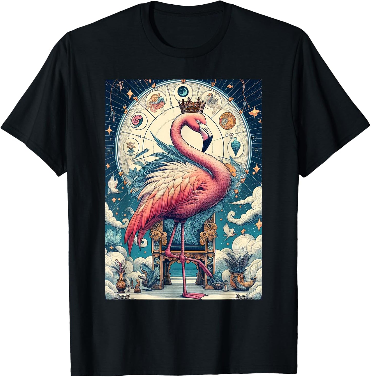 Flamingo tarot card T-Shirt - T-Shirt | Black