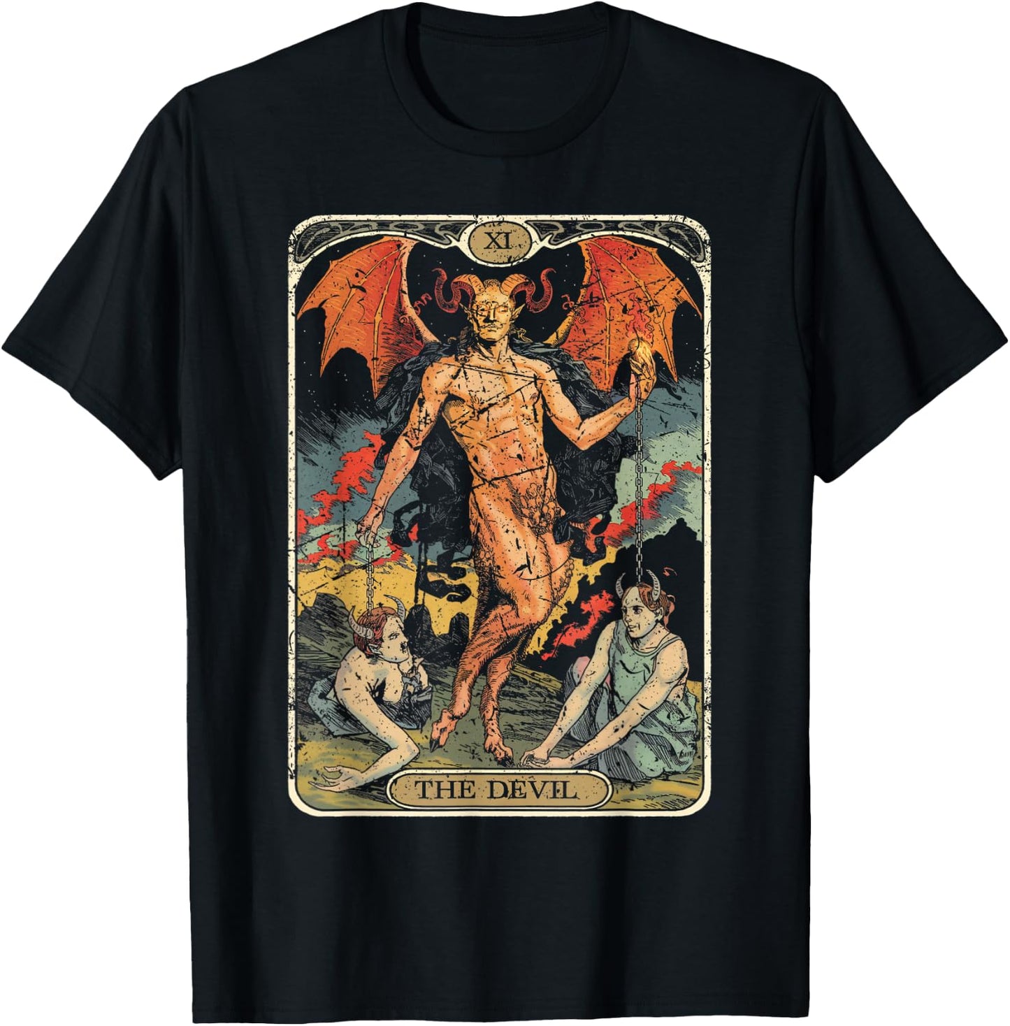 Tarot Card Vintage Devil T-Shirt - T-Shirt | Black