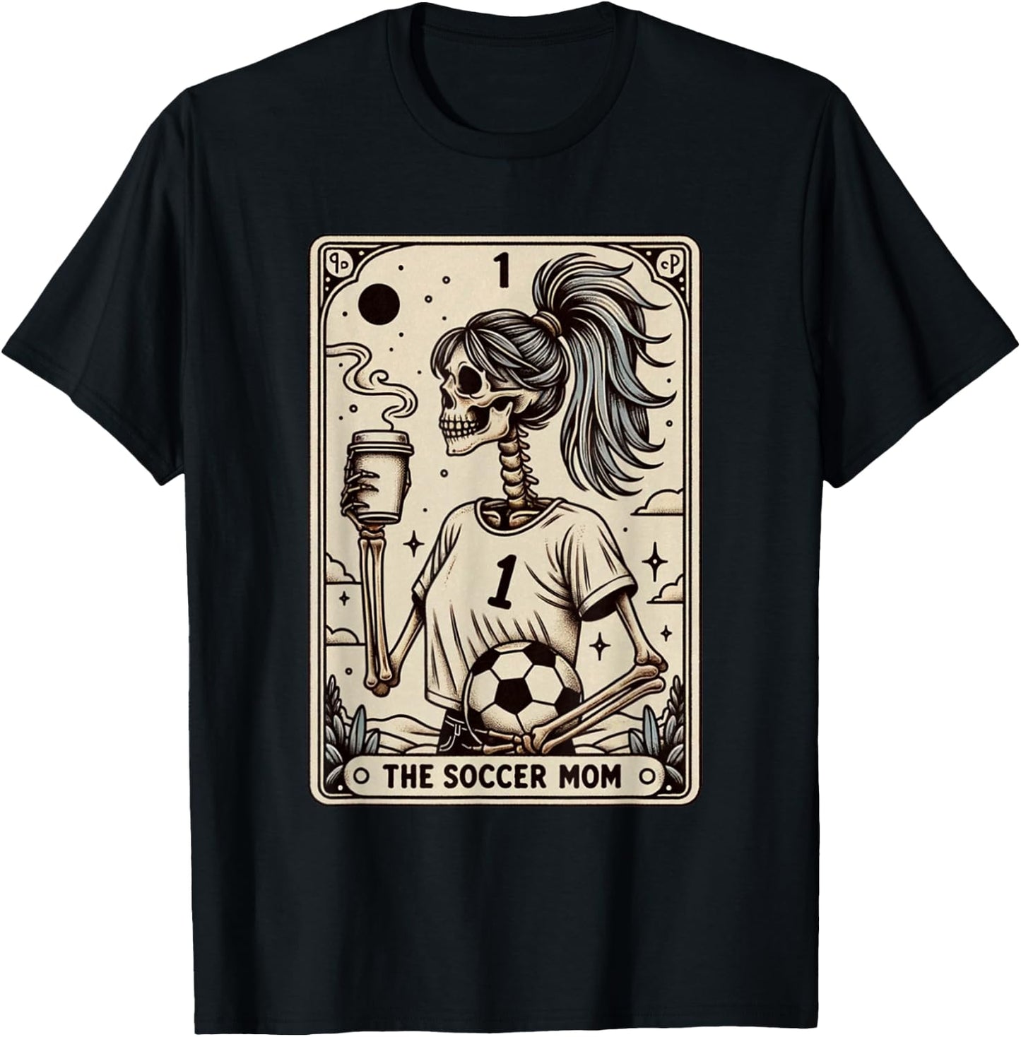 Carte de tarot de football pour maman, vintage, Halloween, Soccer Mama T-Shirt - T-Shirt | Black