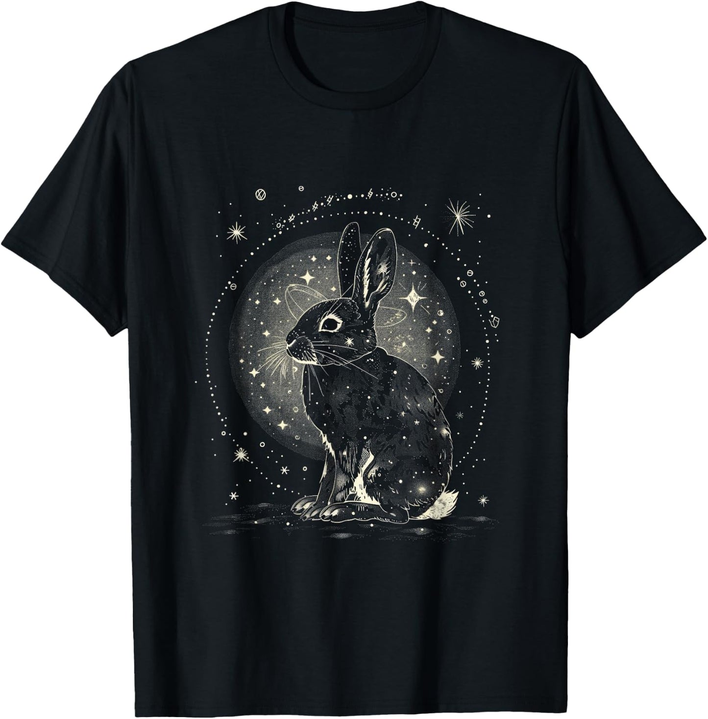 Moonlit Bunny Moon Rabbit Night Sky Galaxy Space T-Shirt - T-Shirt | Black
