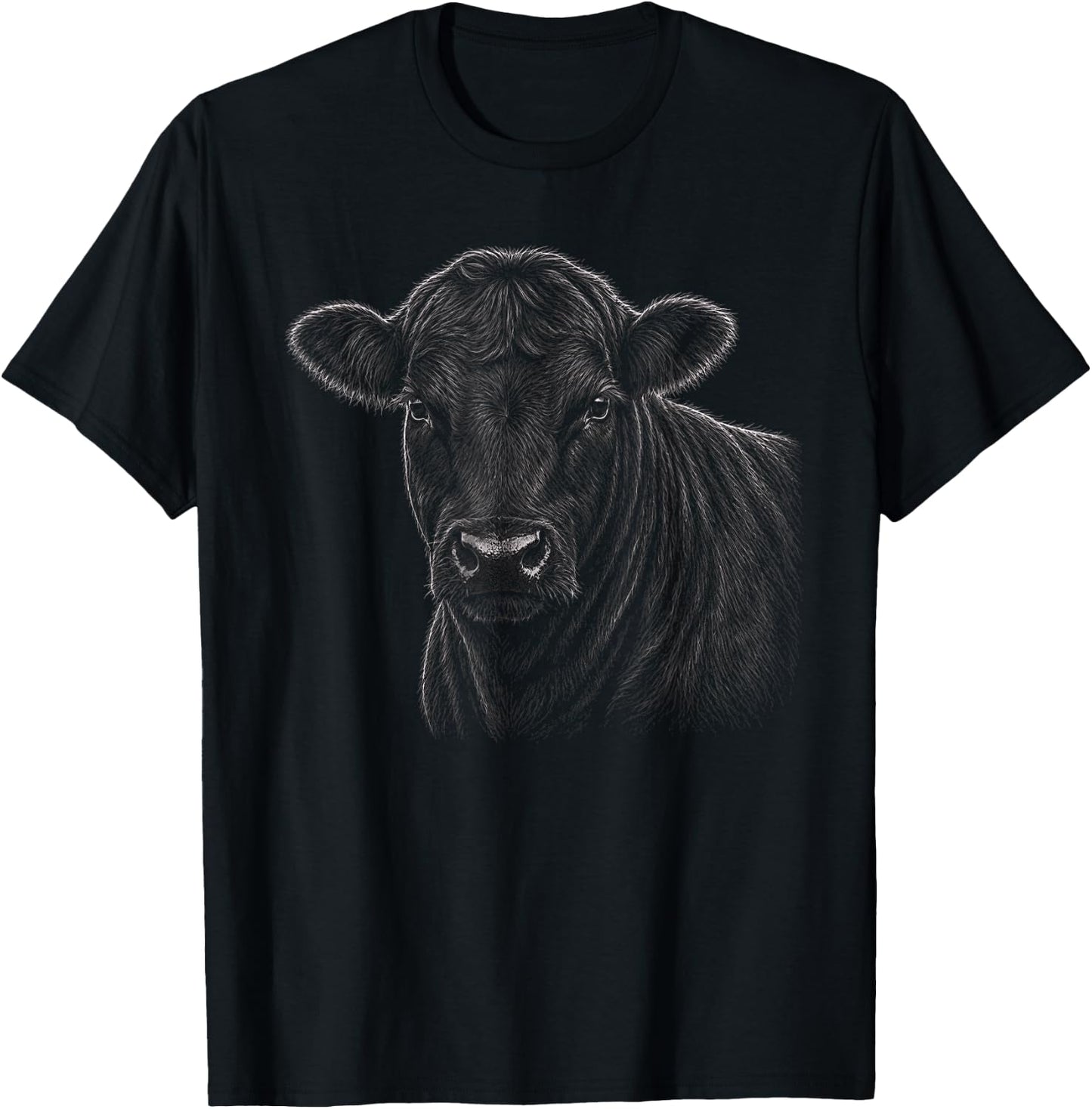 Black Angus Cow Graphic Artwork Design T-Shirt - T-Shirt | Black