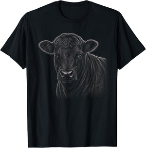 Black Angus Cow Graphic Artwork Design T-Shirt - T-Shirt | Black