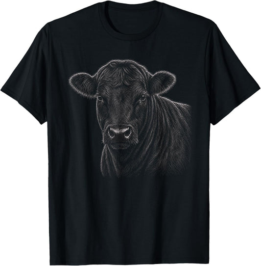 Black Angus Cow Graphic Artwork Design T-Shirt - T-Shirt | Black