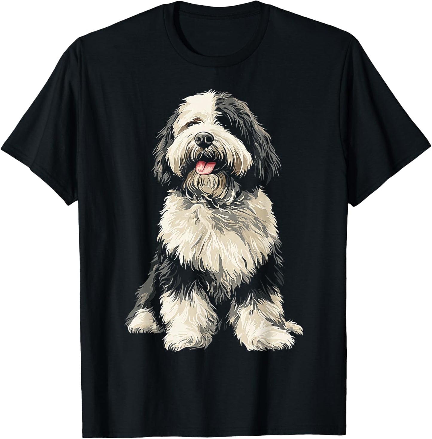 Old English Sheep Dog Dog Pet Artwork Old English Sheep Dog Women Kids T-Shirt - T-Shirt | Black
