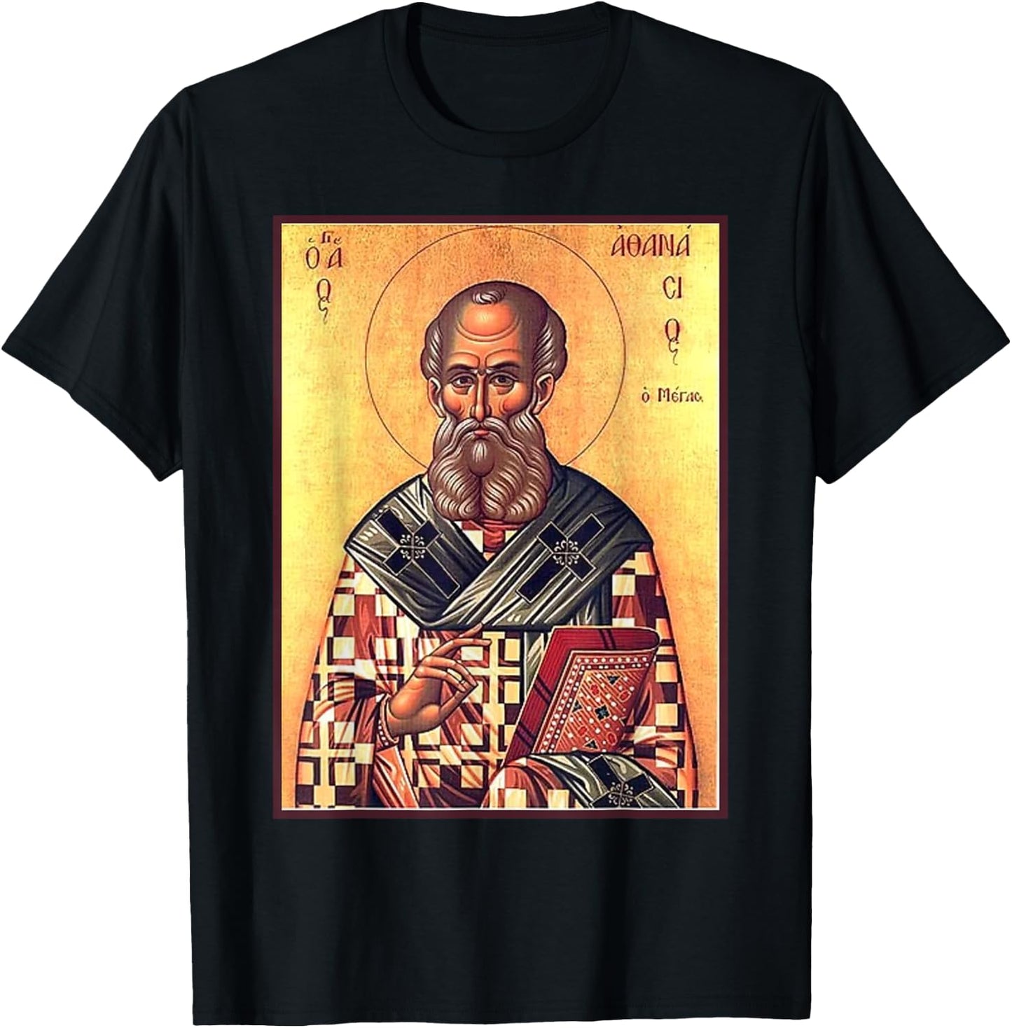 St. Athanasius of Alexandria Eastern Orthodox Byzantine Art T-Shirt - T-Shirt | Black