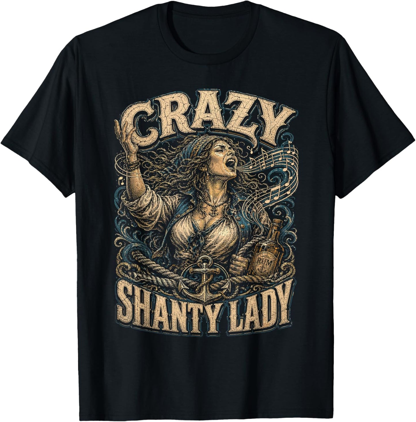Sailors Sea Shanty Crazy Shanty Lady T-Shirt - T-Shirt | Black
