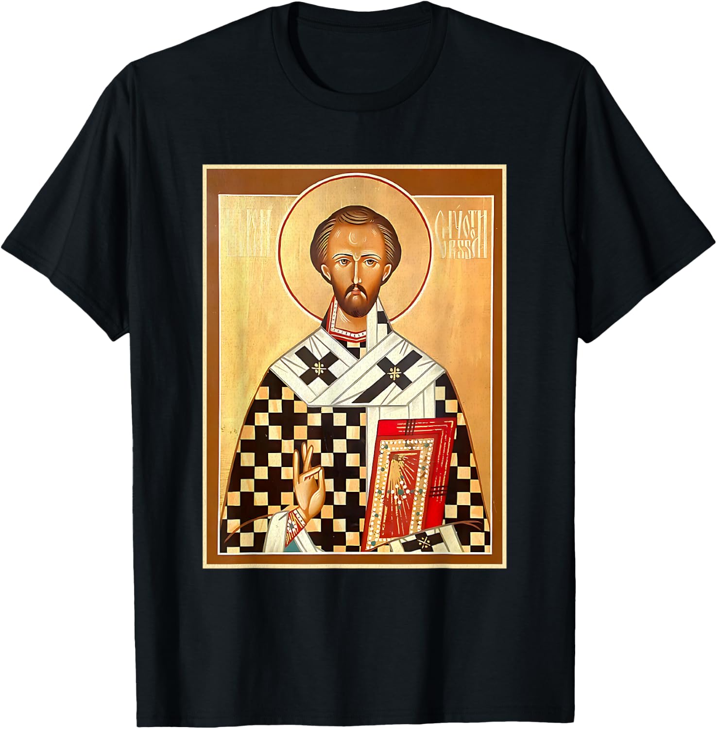 St. John Chrysostom Eastern Orthodox Byzantine Art Church T-Shirt - T-Shirt | Black