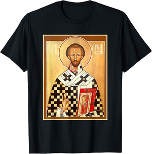 St. John Chrysostom Eastern Orthodox Byzantine Art Church T-Shirt - T-Shirt | Black