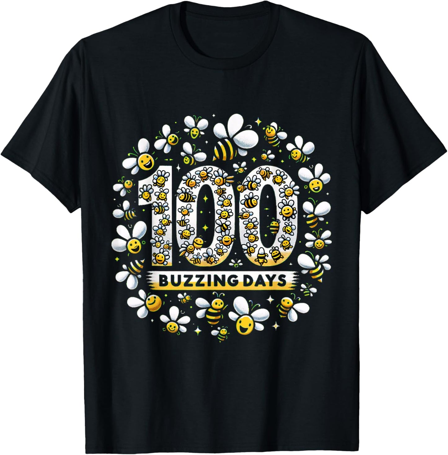 100 Days of School Bees Buzzing T-Shirt - T-Shirt | Black