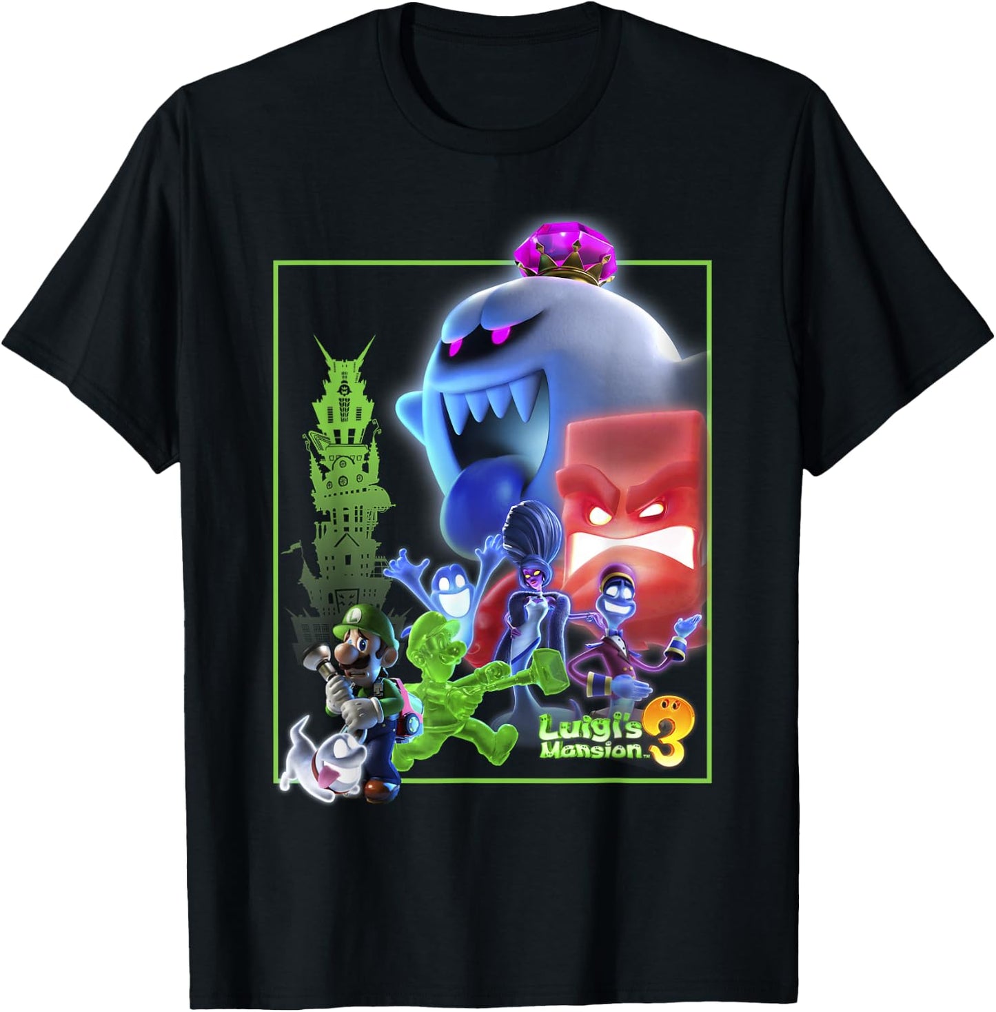 Luigi's Mansion 3 Collage Poster T-Shirt - T-Shirt | Black