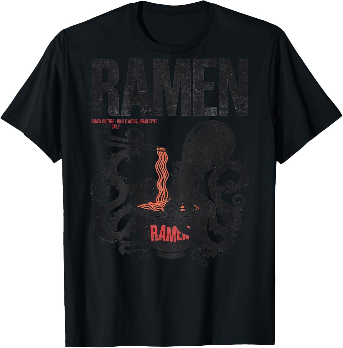 Ramen Anime Manga Kawaii Otaku Fashion Backprint Streetwear , gray T-Shirt - T-Shirt | Black