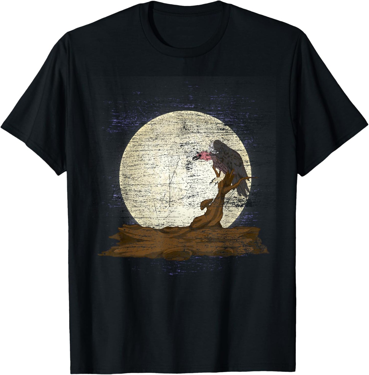 Scavenger Bird Moonlight Full Moon Turkey Vulture Vulture T-Shirt - T-Shirt | Black