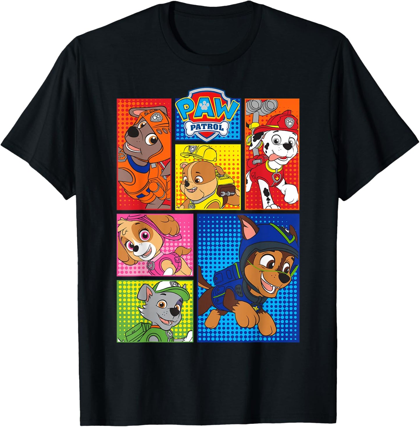 Paw Patrol Group Shot of Pups In Formen T-Shirt - T-Shirt | Black