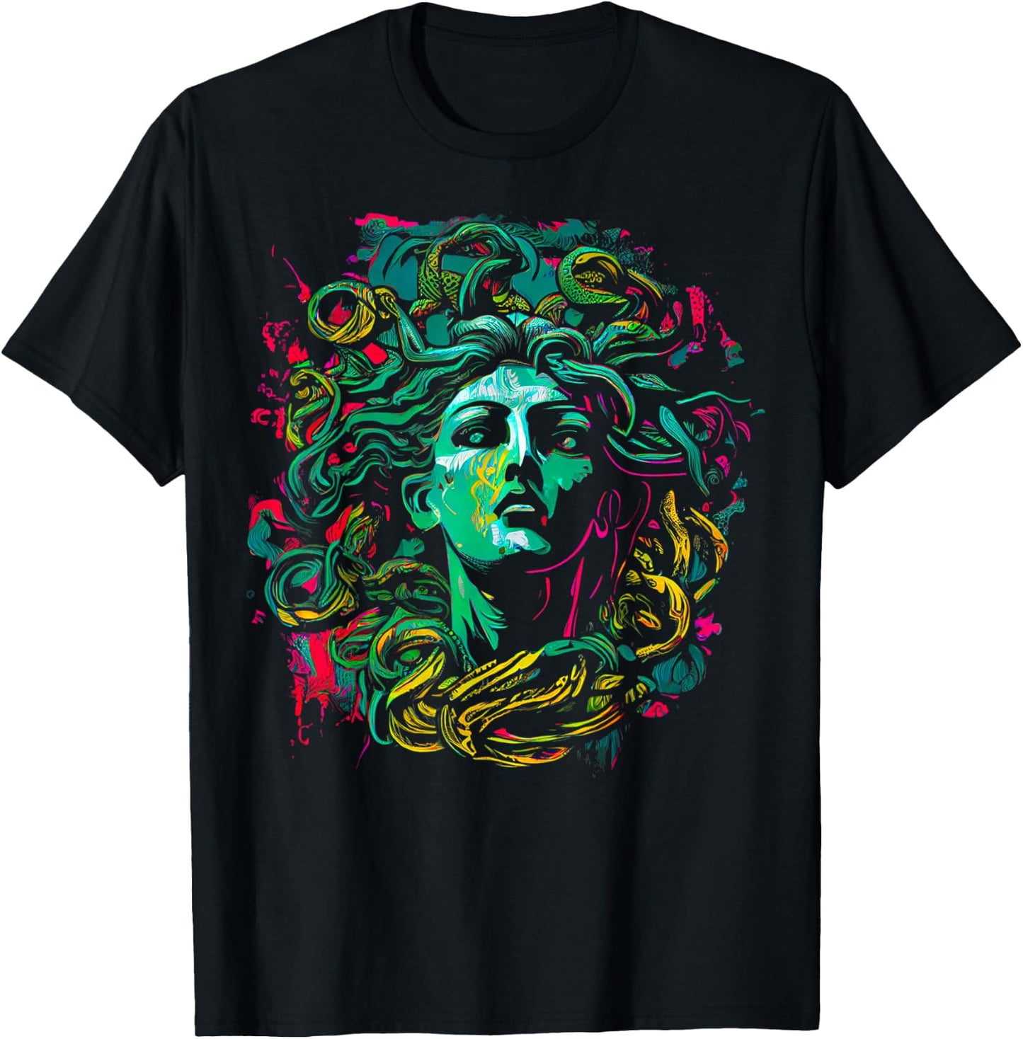 Medusa Greek Mythology Snake Hair T-Shirt - T-Shirt | Black