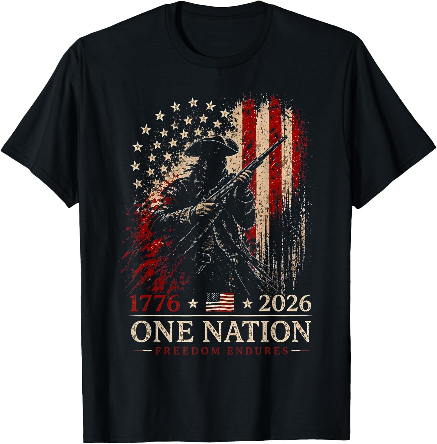 1776-2026 Patriotic Soldier 250th Anniversary 4th July T-Shirt - T-Shirt | Black