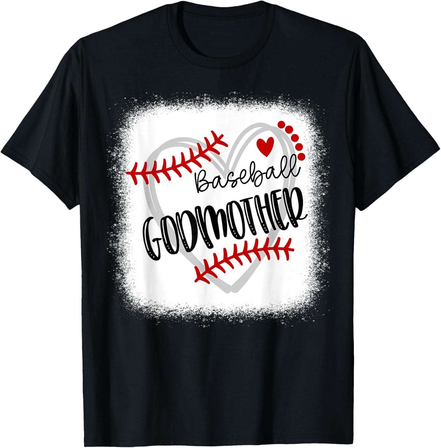 Personalized Baseball Heart Cute Godmother Women T-Shirt - T-Shirt | Black