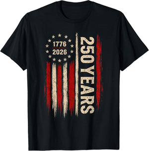 250 Year American Flag 250th Anniversary USA 4th of July T-Shirt - T-Shirt | Black